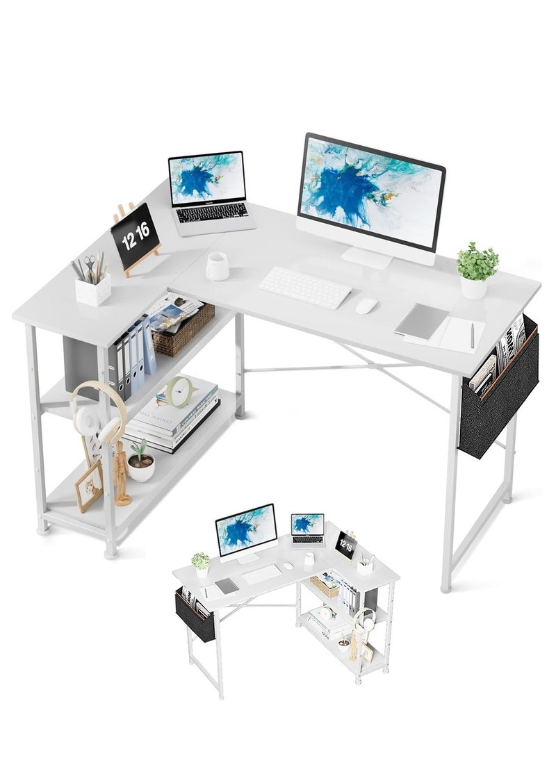 ZUIHAO Gaming Desk Office Desk 40in Computer Desk Study Table Reversible Desk Table with Height-adjustable Shelves to Study and Play - Image 1